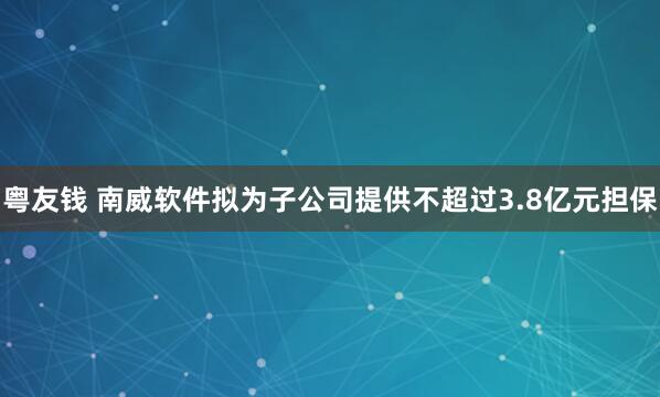 粤友钱 南威软件拟为子公司提供不超过3.8亿元担保